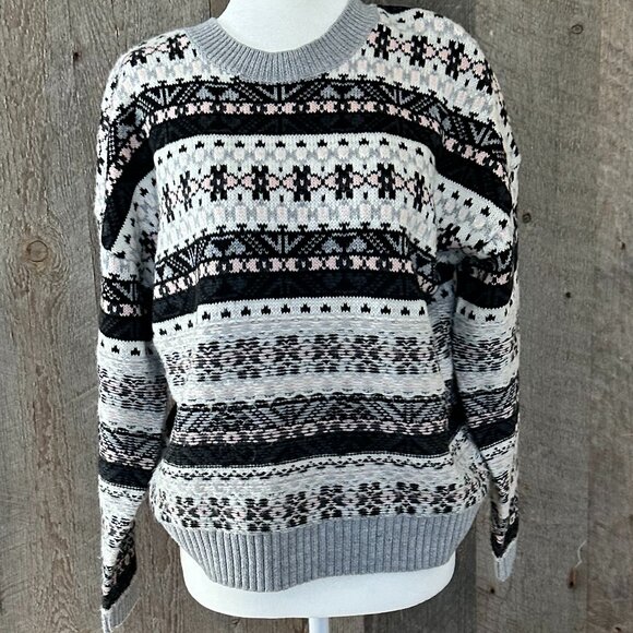 Winter Sweater Black and White with Pink Accents - Picture 2 of 8